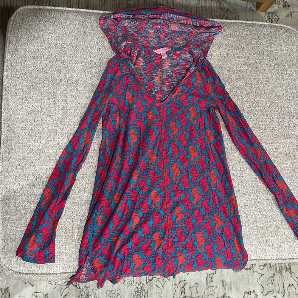 Lilly Pulitzer bathing suit cover up, with hood, size small
